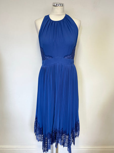 WHISTLES ROYAL BLUE LACE TRIM SPECIAL OCCASION  FIT & FLARE DRESS SIZE 10