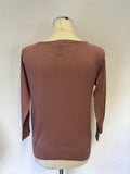 DKNY DUSKY PINK SILK BLEND SQUARE NECK JUMPER SIZE M/L