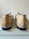 MAX MARA CAMEL PATENT LEATHER PEEP TOE BOW TRIM FLATS SIZE 7/40