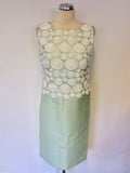 COUNTRY CASUALS LIGHT GREEN EMBROIDERED TOP DRESS & JACKET SUIT SIZE 18