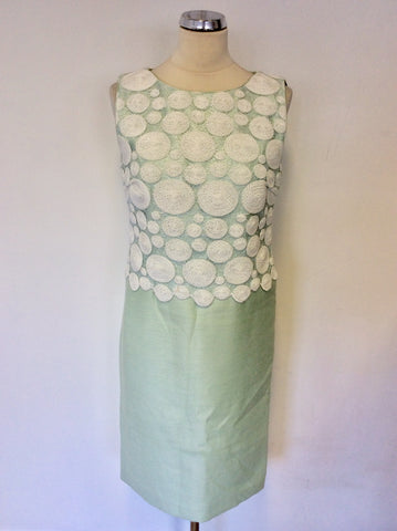 COUNTRY CASUALS LIGHT GREEN EMBROIDERED TOP DRESS & JACKET SUIT SIZE 10