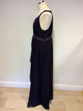 MONSOON BLACK SILK EMBROIDERED, BEADED & SEQUINNED EVENING DRESS SIZE 16