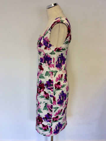 LAURA ASHLEY WHITE FLORAL PRINT PENCIL DRESS SIZE 12