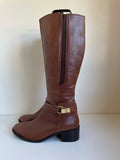 KURT GEIGER CARVELA TAN BROWN LEATHER KNEE HIGH BOOTS SIZE 6/39
