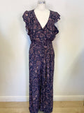 BRAND NEW PHASE EIGHT JAYESHA NAVY BLUE & MULTI COLOURED PAISLEY PRINT JUMPSUIT SIZE 10