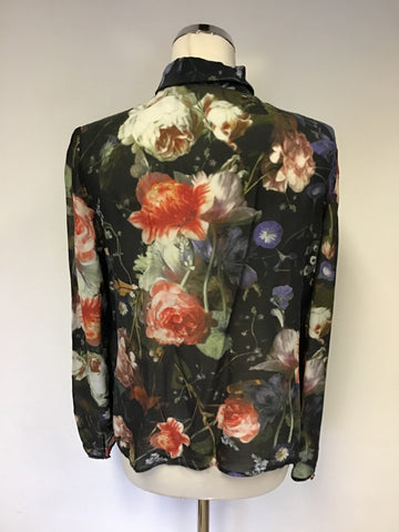 HOBBS MULTI COLOURED FLORAL PRINT LONG SLEEVE BLOUSE SIZE 12