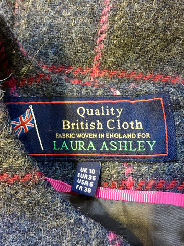 LAURA ASHLEY GREY CHECK QUALITY WOOL PINAFORE STYLE DRESS SIZE 10
