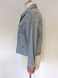 BODEN BLUE & WHITE STRIPE COTTON CASUAL JACKET SIZE 12