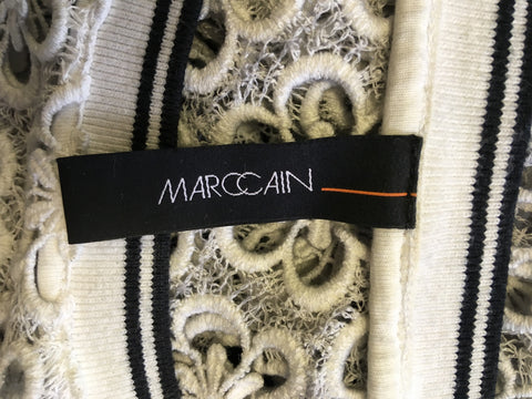 MARCCAIN LIGHT GREY OPEN CROCHET DESIGN LONG SLEEVE TOP SIZE N4 UK 12/16