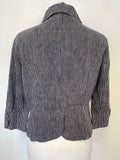 HOBBS NAVY BLUE PINSTRIPE 3/4 SLEEVE LIGHTWEIGHT LINEN JACKET SIZE 10