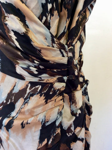 MINT VELVET MULTI COLOURED WRAP ACROSS COTTON DRESS SIZE 16