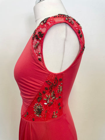 COAST CORAL LACE & JEWEL EMBELLISHED SPECIAL OCCASION MAXI DRESS SIZE 8