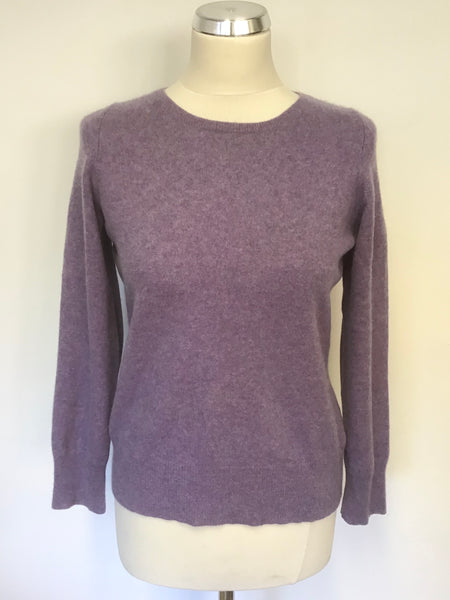 MARKS & SPENCER HEATHER PURE CASHMERE LONG SLEEVE CREW NECK JUMPER SIZE 12