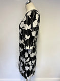 HOBBS BLACK & WHITE FLORAL PRINT SHIFT DRESS SIZE 10