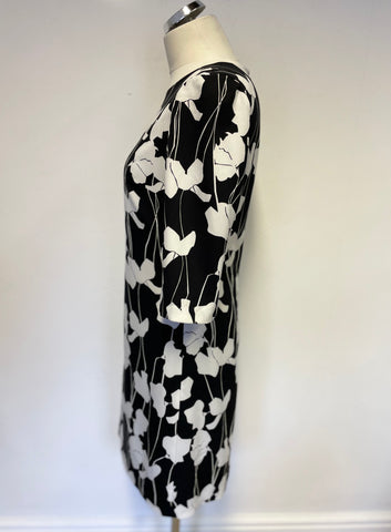 HOBBS BLACK & WHITE FLORAL PRINT SHIFT DRESS SIZE 10