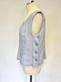 HOBBS PALE BLUE LINEN SLEEVELESS YACHT TOP SIZE 12