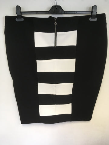 BRAND NEW CARMAKOMA BLACK & WHITE STRIPE PANEL PENCIL SKIRT SIZE M PLUS SIZE