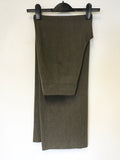 ARMANI COLLEZIONI BROWN WOOL BLEND WITH LEATHER TRIM JACKET & TROUSER SUIT SIZE 40 UK 8