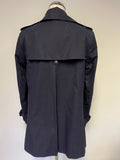 HOBBS NAVY BLUE DOUBLE BREASTED HIP LENGTH TRENCH COAT/ MAC SIZE 12