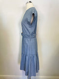 DESIGNER M.I.h JEANS LIGHT BLUE DENIM SLEEVELESS BELTED FIT & FLARE DRESS SIZE S