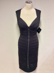 BRAND NEW SARA BERNSHAW BLACK DIAMANTÉ ZIP TRIM BODYCON OCCASION DRESS SIZE 8