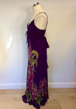 KAREN MILLEN PURPLE SILK FLORAL PRINT DETAIL MAXI DRESS SIZE 14