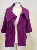 PER UNA MAGENTA WOOL BLEND 3/4 SLEEVE COLLARED JACKET SIZE 10