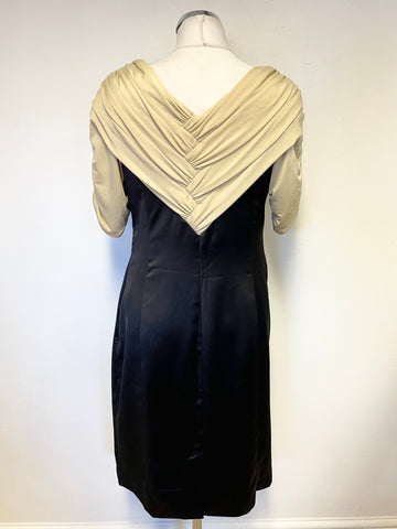 KAREN MILLEN BLACK & CREAM SHORT SLEEVE SPECIAL OCCASION PENCIL DRESS SIZE 16