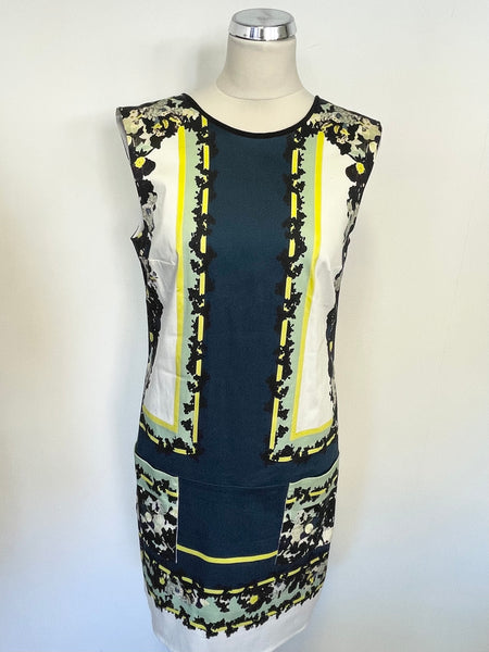 ERDEM FLORAL PRINT SLEEVELESS COTTON & SILK LINED SHIFT DRESS SIZE 12