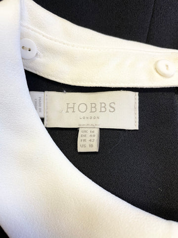 HOBBS BLACK & WHITE DETACHABLE COLLAR 3/4 SLEEVE A LINE SHIFT DRESS SIZE 14