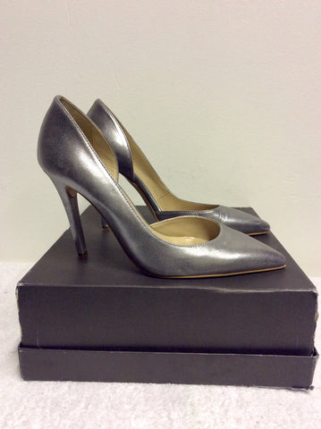 ITALIAN JOLIE BY EDWARD SPIERS SILVER LEATHER HEELS SIZE 6/39