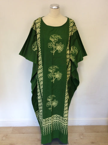BRAND NEW COOL KAFTAN GREEN PRINT LONG COTTON KAFTAN ONE SIZE