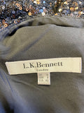 LK BENNETT QUINN BLACK & BRONZE SEQUINNED SLEEVELESS COCKTAIL DRESS SIZE 12