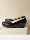 HOBBS BLACK LEATHER PLATFORM SOLE WEDGE HEELS SIZE 7/40