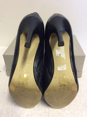 JASPER CONRAN DARK BLUE LEATHER & SUEDE ANKLE BOOTS SIZE 7/40