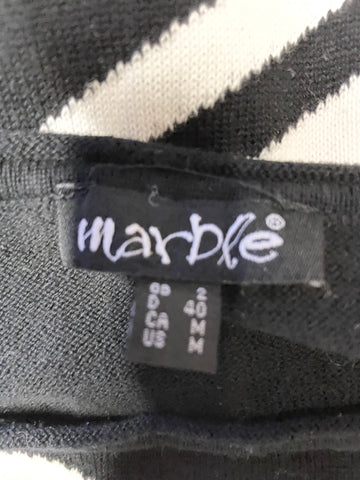 MARBLE BLACK & WHITE COTTON KNIT ASYMMETRIC JUMPER SIZE M
