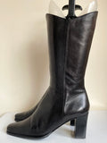 UNBRANDED ITALIAN BLACK LEATHER CALF LENGTH BOOTS SIZE 4/37