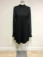 ZARA BLACK TIE BACK LONG SHEER SLEEVE DRESS SIZE M