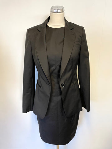 TED BAKER BLACK WOOL BLEND TAILORED JACKET & MATCHING PENCIL DRESS SIZE 2 UK 10