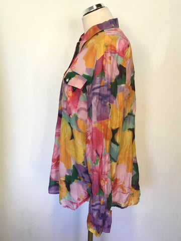 RALPH LAUREN MULTI COLOURED FLORAL RINT LONG SLEEVE COTTON SHIRT SIZE XL
