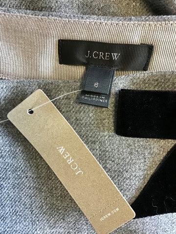 BRAND NEW J CREW GREY DOUBLE SERGE WOOL BOW TRIM PENCIL SKIRT SIZE 10