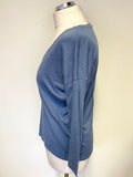 PURE COLLECTION BLUE V NECKLINE 3/4 SLEEVE TOP SIZE 10