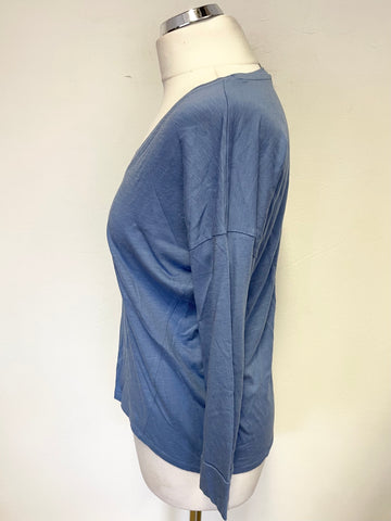 PURE COLLECTION BLUE V NECKLINE 3/4 SLEEVE TOP SIZE 10