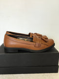 BRAND NEW HOTTER TAN LEATHER TASSEL TRIM LOAFERS SIZE 5/38