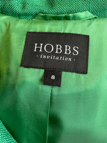 HOBBS INVITATION EMERALD GREEN FLORAL DRESS & BOW TRIM JACKET SUIT SIZE 8