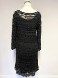 BRAND NEW PHASE EIGHT BLACK CROCHET 3/4 SLEEVE SHIFT DRESS SIZE 10