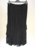 JOSEPH RIBKOFF BLACK FRILLED OPEN LEG EVENING/ SPECIAL OCCASION TROUSERS SIZE 10