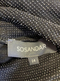 SOUSANDAR BLACK & SILVER SPARKLE LONG SLEEVE TUNIC TOP SIZE 14