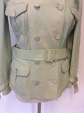 MULBERRY LIGHT GREEN COLOUR WASH LEATHER JACKET SIZE 10