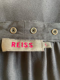 REISS 100% SILK BLACK STUD TRIMMED BLOUSE SIZE L